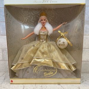 Barbie 2000 Celebration. NRFB. Box displayed in curio cabinet.